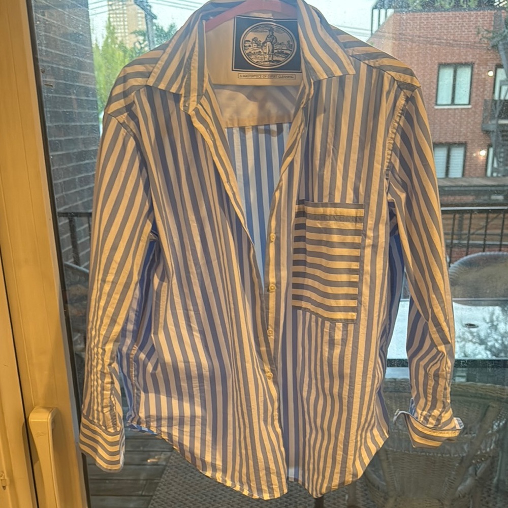 Blue and White Striped Shirt